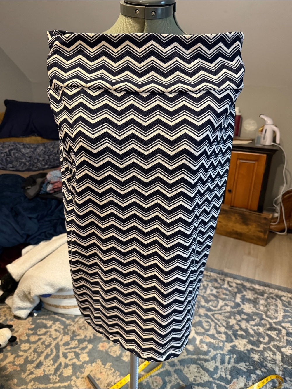 LuLaRoe Cassie Chevron Pencil Skirt - Navy and White